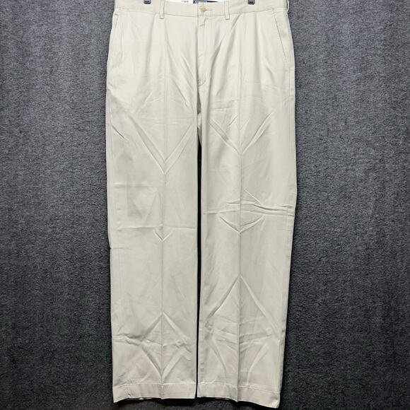 Polo Ralph Lauren Pants Mens 35x32‎ Khaki Flat Front Classic Golf Chino Vtg - Picture 1 of 8